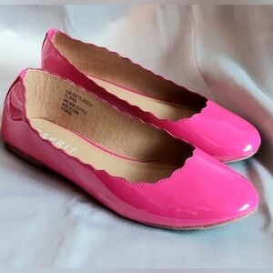 Espirit Shoes, Patent Flats, Hot Pink, Scallop Detail, Soft Cushion Insole‎